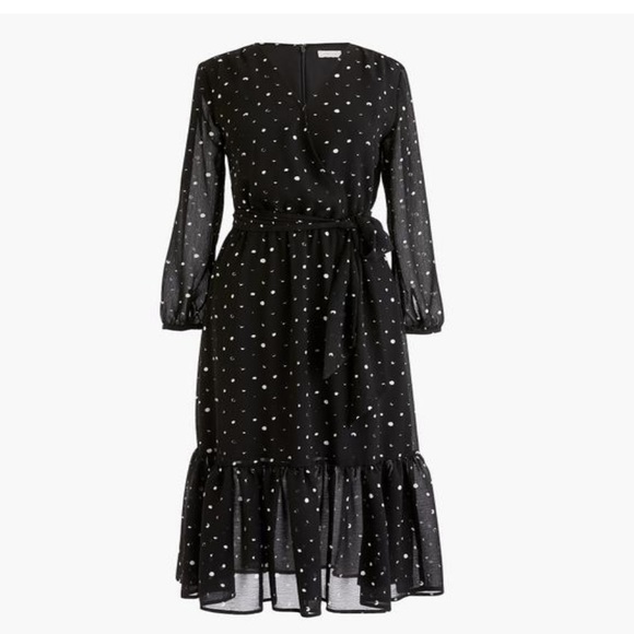 J.Crew Point Sur Faux-wrap Dress Black work 6 & 0 - Picture 2 of 8
